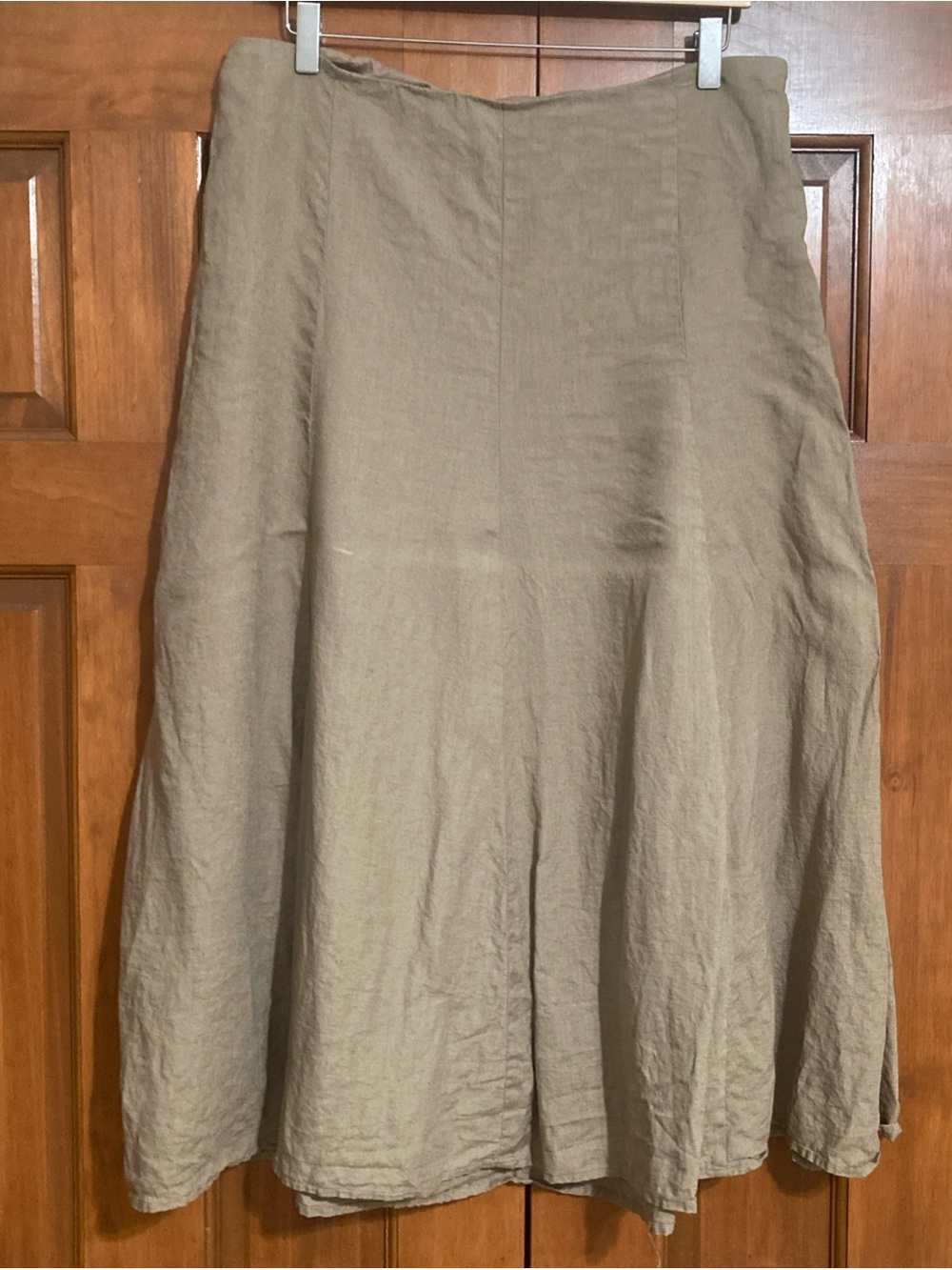 Eileen Fisher tan A-Line Linen midi women’s size Medium Skirt